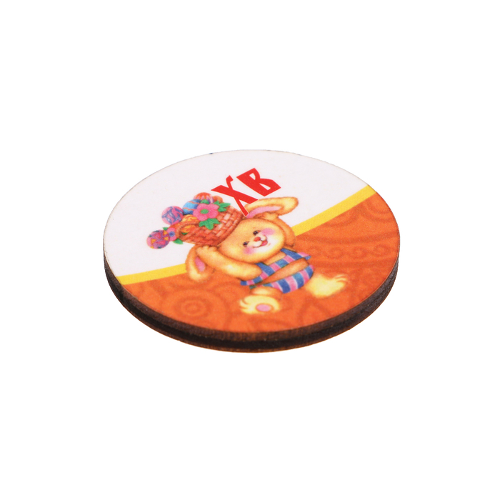 Магнит "ХВ" кролик с корзинкой, узоры; ассорти, 40 мм