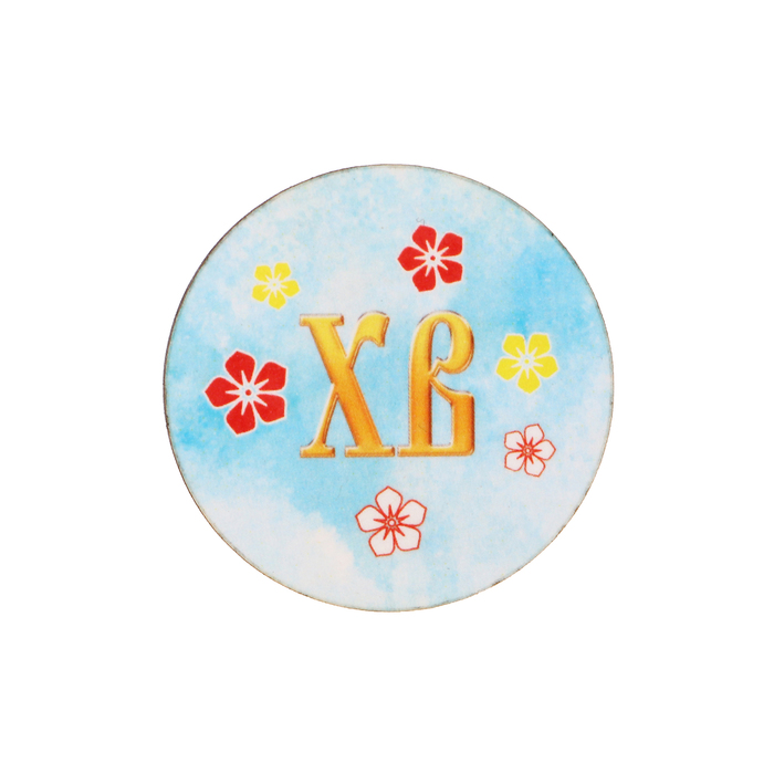 Магнит "ХВ" цветы, голубой фон; ассорти, 40 мм