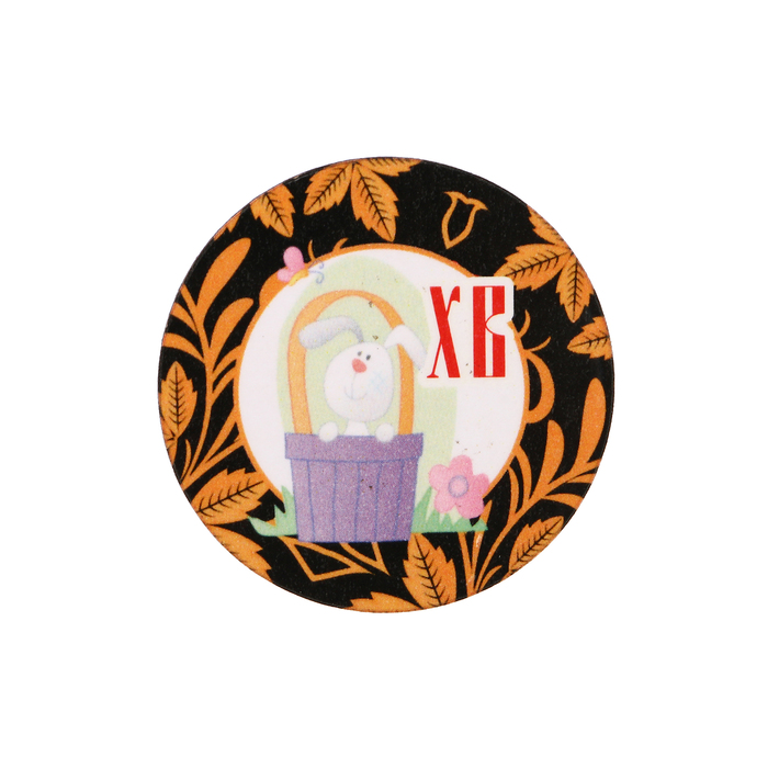 Магнит "ХВ" белый кролик, роспись; ассорти, 40 мм