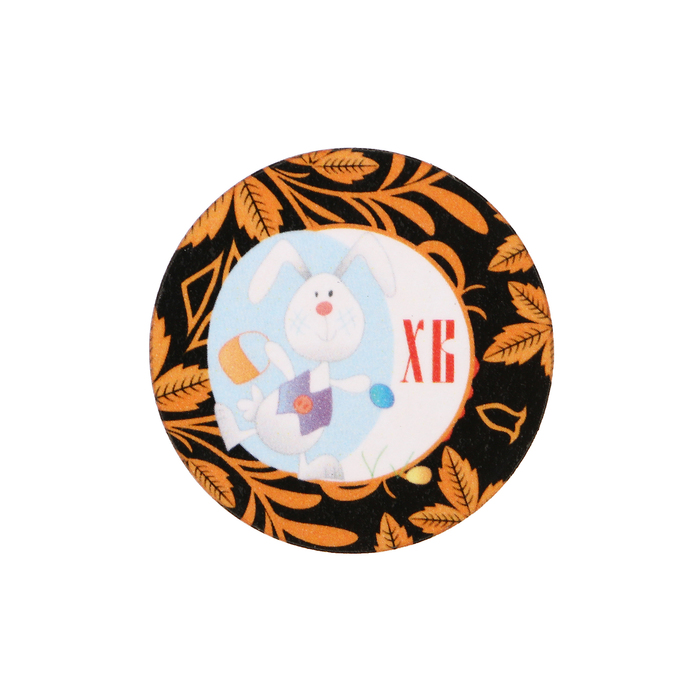 Магнит "ХВ" белый кролик, роспись; ассорти, 40 мм