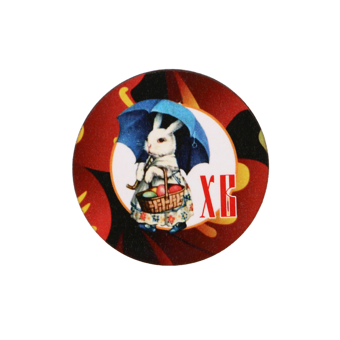 Магнит "ХВ" кролик с зонтиком, роспись; ассорти, 40 мм