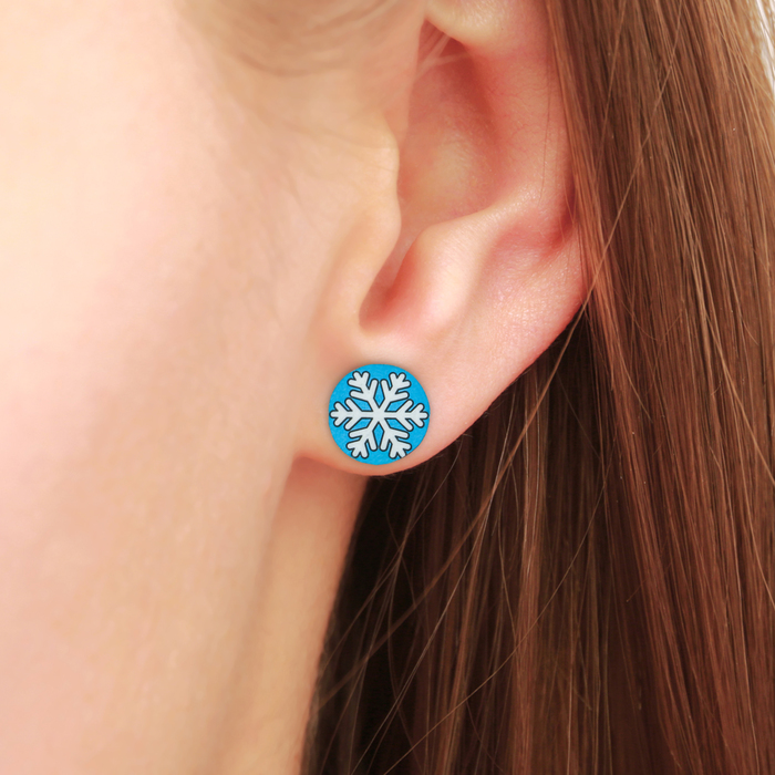 Серьги-гвоздики "Снежинки"