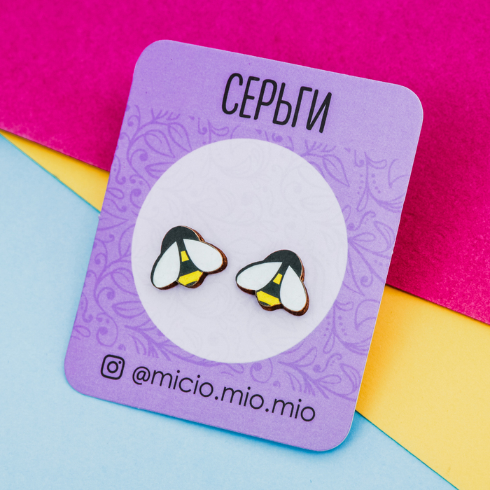 Серьги-гвоздики "Пчелки"