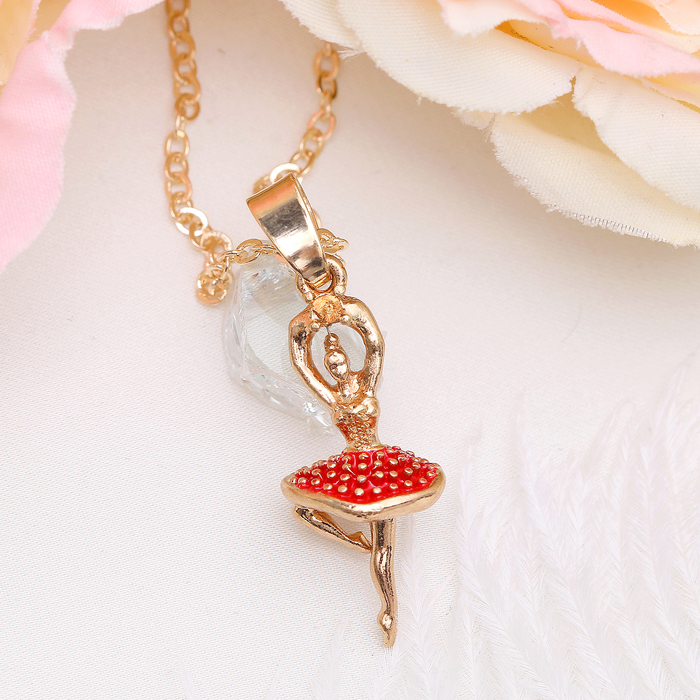 Кулон детский "Выбражулька", балеринка, цвет красный в золоте