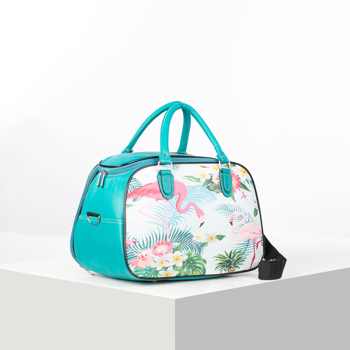 Сумка дорожная «Тропики», 2 отдела на молниях, наружный карман, бирюзовый