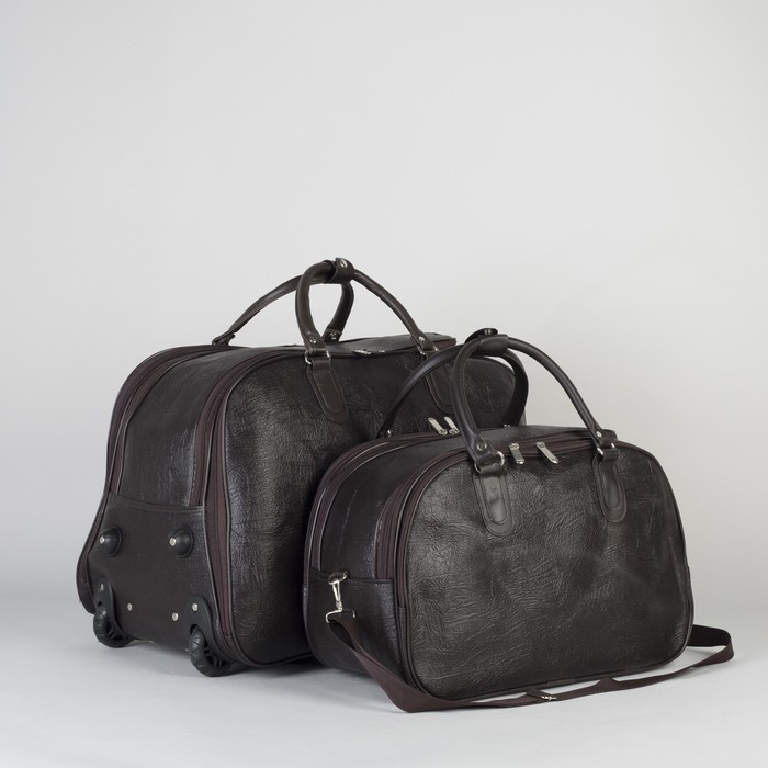 Сумка дорожная на колёсах 2 в 1, 3 отдела на молниях, цвет коричневый