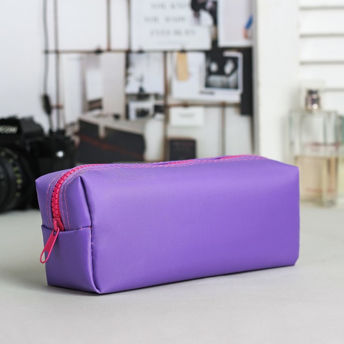 Косметичка-футляр, отдел на молнии, цвет сиреневый/розовый