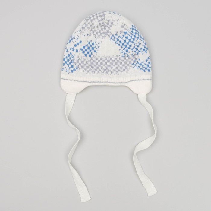 Шапка для мальчика, размер 40-42 см, цвет серый/молочный 2855