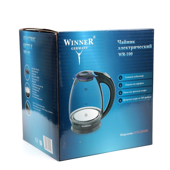 Чайник электрический Winner WR-100, 1.7л, 2200 Вт,