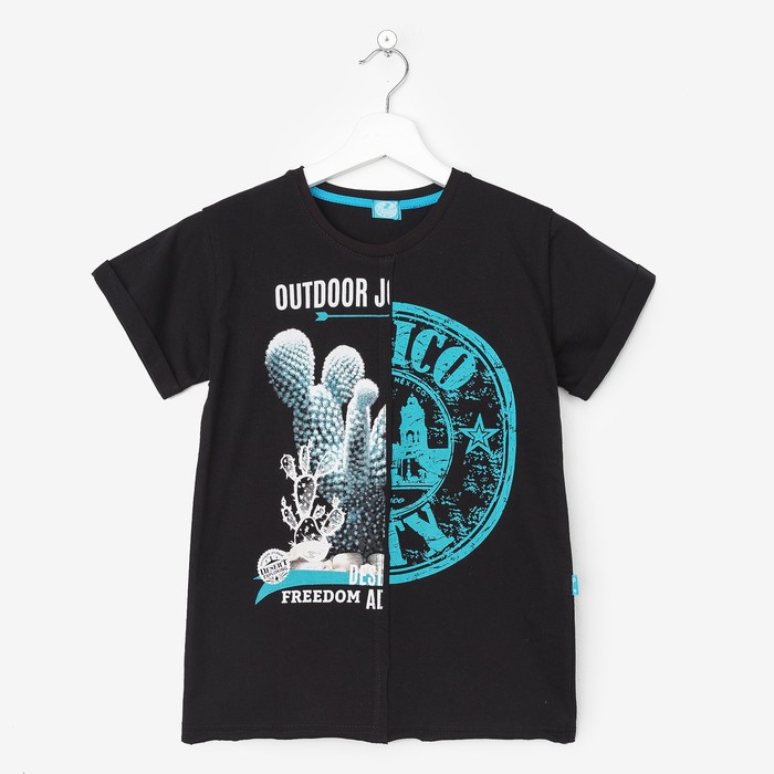 Футболка для мальчика "Амигос", рост 122 см, цвет чёрный, принт кактус ПДК638001