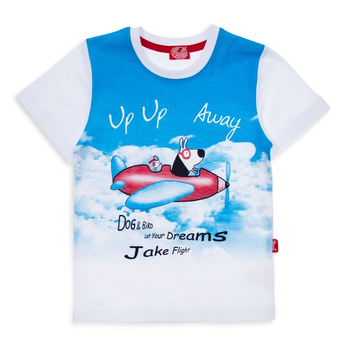 Футболка для мальчика "Лётчик", рост 92 см, цвет белый, принт собака ПДК546001_М
