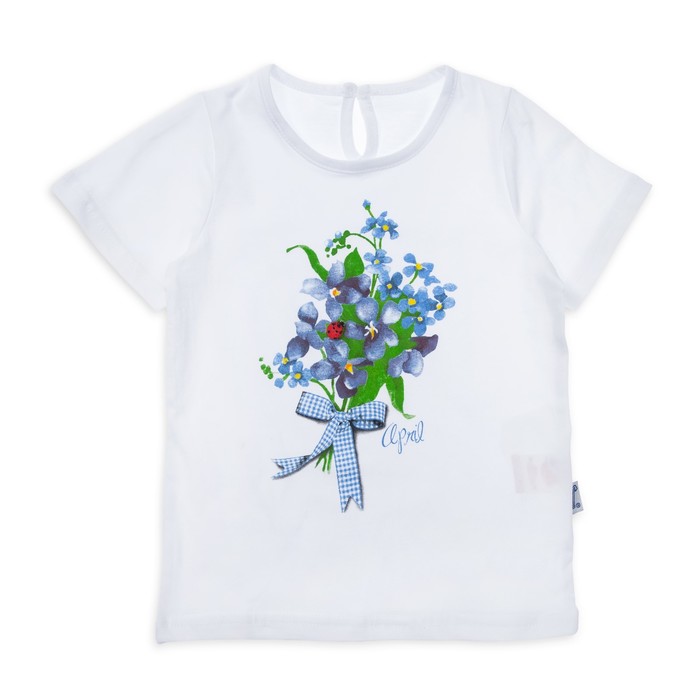 Футболка для девочки "Венок из незабудок", рост 86 см, цвет белый/голубой