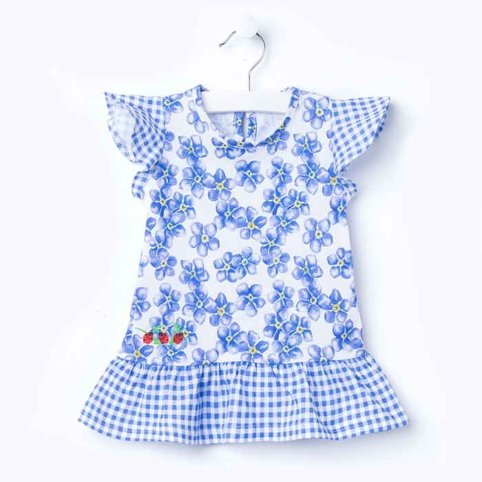 Платье для девочки "Венок из незабудок", рост 80 см, цвет белый/голубой ДПК743001н_М