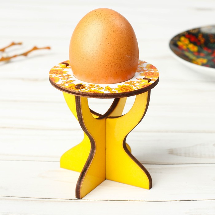 Подставка пасхальная на 1 яйцо "ХВ" узор на белом фоне