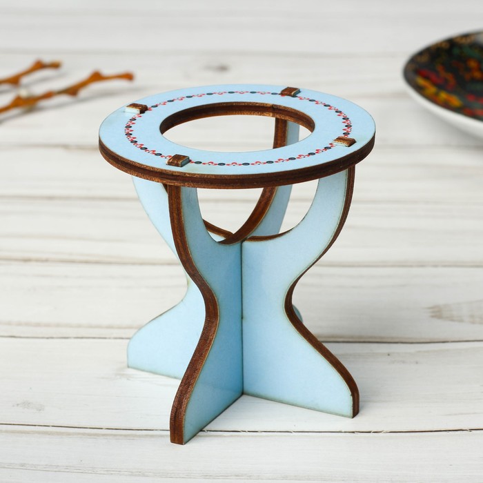 Подставка пасхальная на 1 яйцо "ХВ" узор на голубом фоне