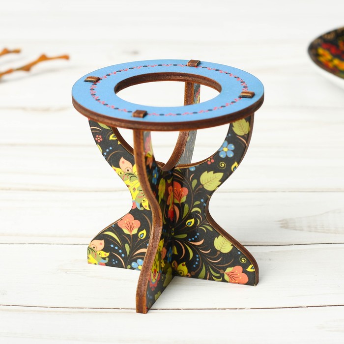 Подставка пасхальная на 1 яйцо "ХВ" узор на синем фоне