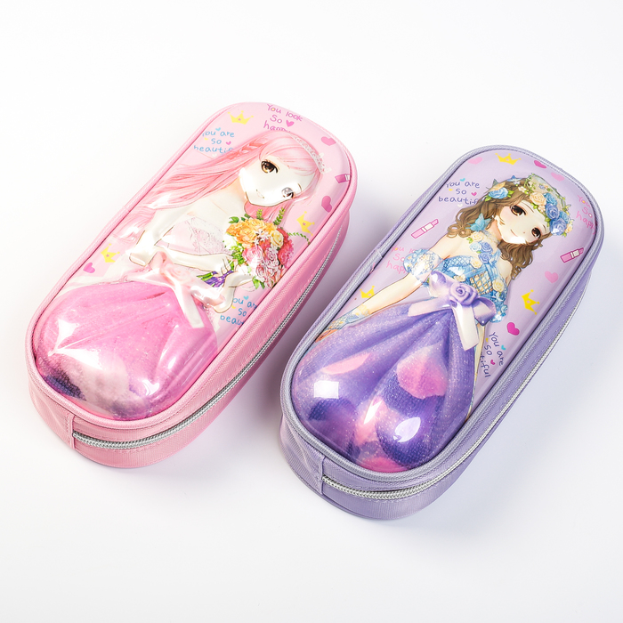 Пенал-футляр школьный на молнии 2отделения МИКС Принцессса