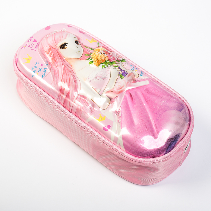 Пенал-футляр школьный на молнии 2отделения МИКС Принцессса