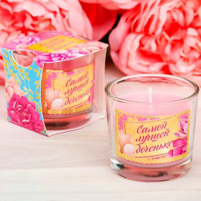 Свеча арома в стакане "Самой лучшей дочке"
