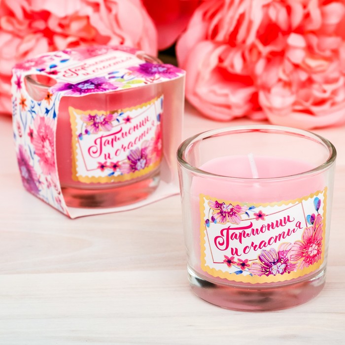 Свеча арома в стакане "Гармонии и счастья"