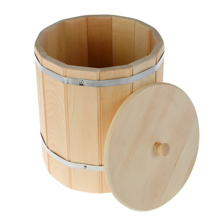 Кадка с крышкой 15л, нержавеющий обруч, КЕДР