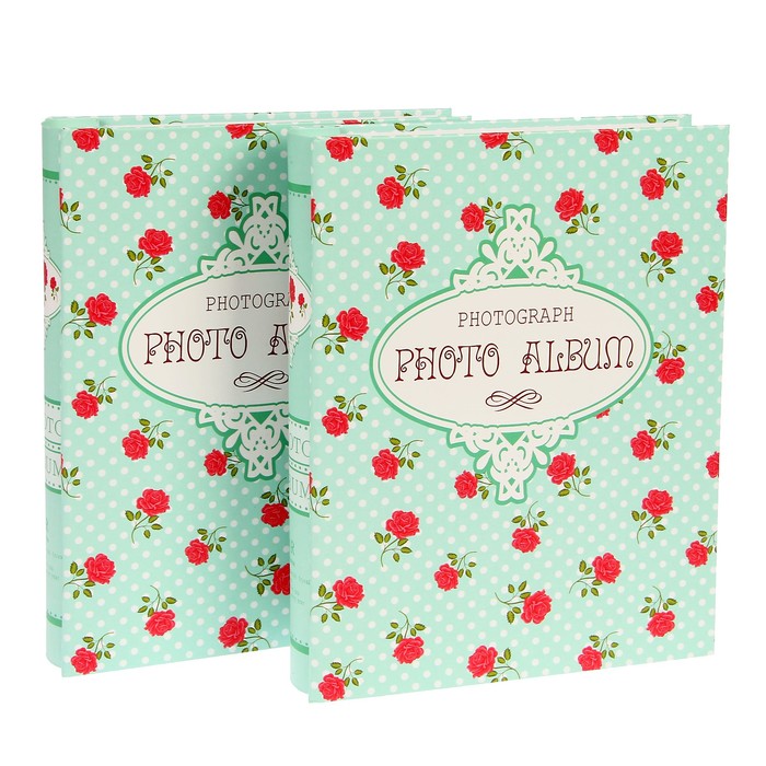 Фотоальбом на 160 фото 10х15 см набор 2 шт по 80ф "Розочки" в коробке МИКС 26,5х22,7х9,3см