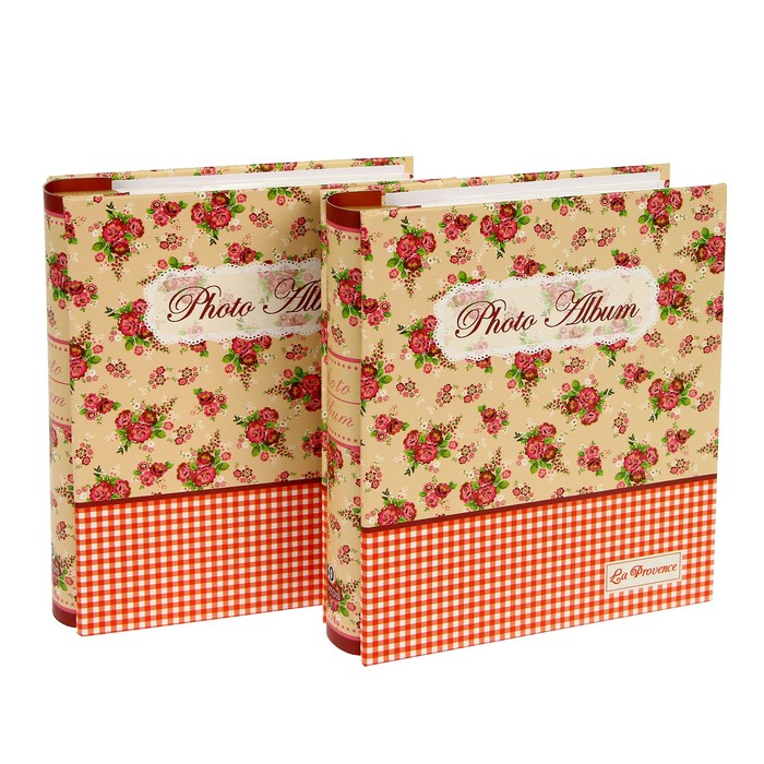 Фотоальбом на 80 фото 10х15 см набор 2 шт по 40ф "Мелкие розы" в коробке МИКС 18х19х9 см