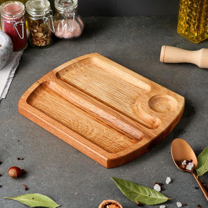 Тарелка для подачи стейка и овощей "Рибай", массив ясеня, 25 х 20 см