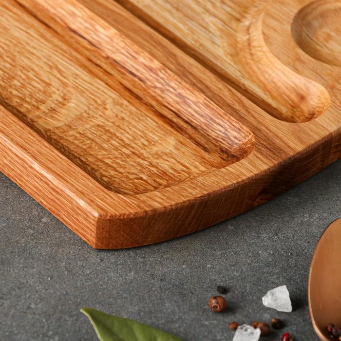 Тарелка для подачи стейка и овощей "Рибай", массив ясеня, 25 х 20 см