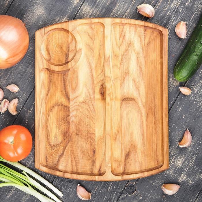 Тарелка для подачи стейка и овощей "Рибай", массив ясеня 30 х 25 см