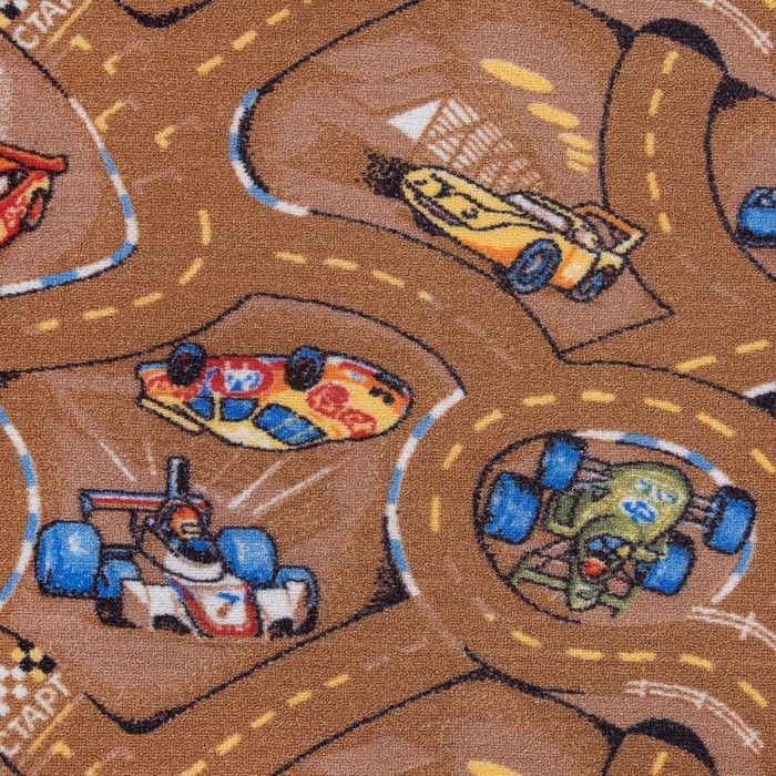 Палас принт Гонки 170, размер 150х200 см, цвет бежевый, полиамид