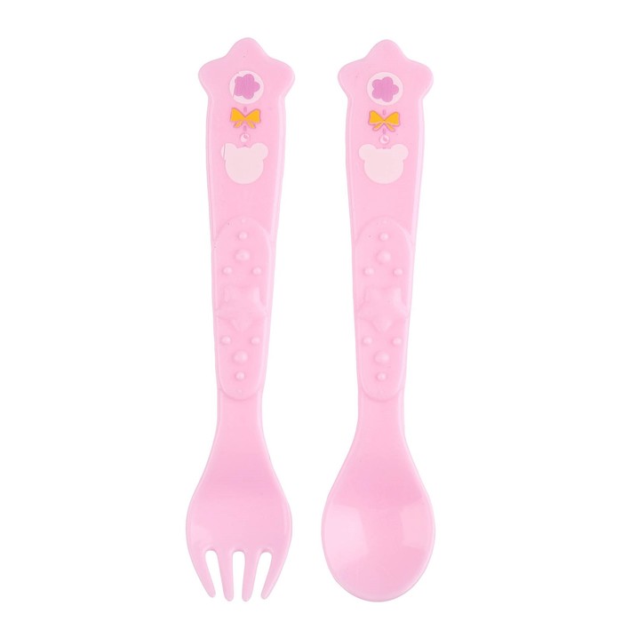 Набор столовых приборов «Маленькая леди», 2 предмета: ложка и вилка, от 5 мес., цвет розовый