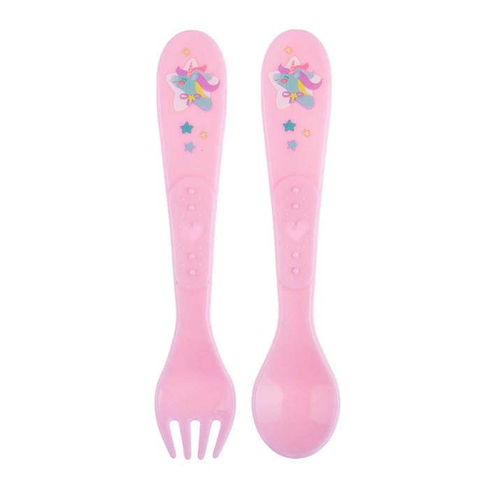 Набор столовых приборов «Волшебная пони», 2 предмета: ложка и вилка, от 5 мес., цвет розовый