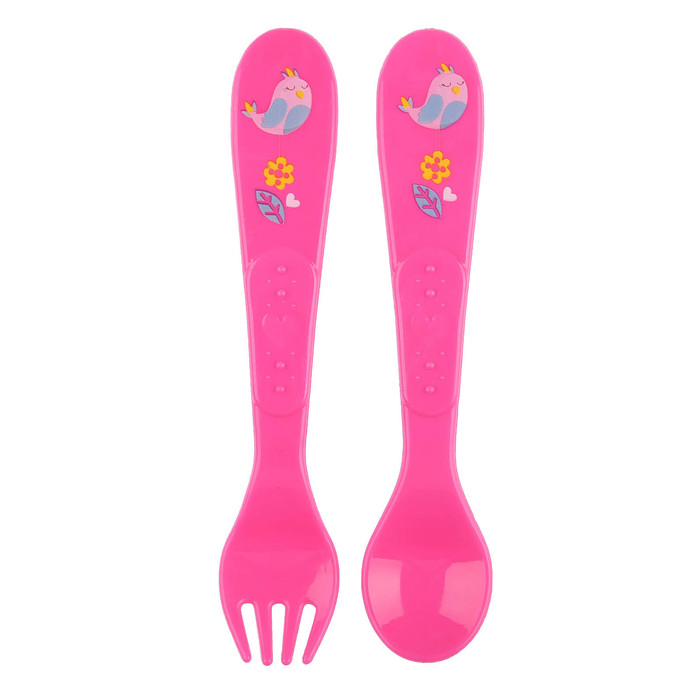 Набор столовых приборов «Наша радость», 2 предмета: ложка и вилка, от 5 мес., цвет фуксия