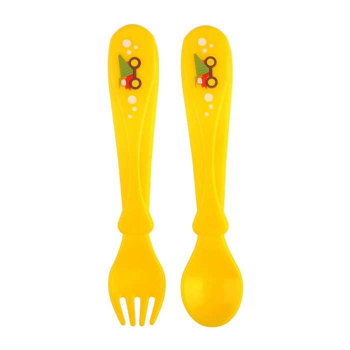 Набор столовых приборов «Транспорт», 2 предмета: ложка и вилка, от 5 мес., цвет жёлтый