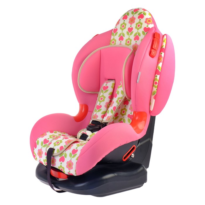 Автокресло Round Isofix, группа 1-2, цвет розовый «Цветы»