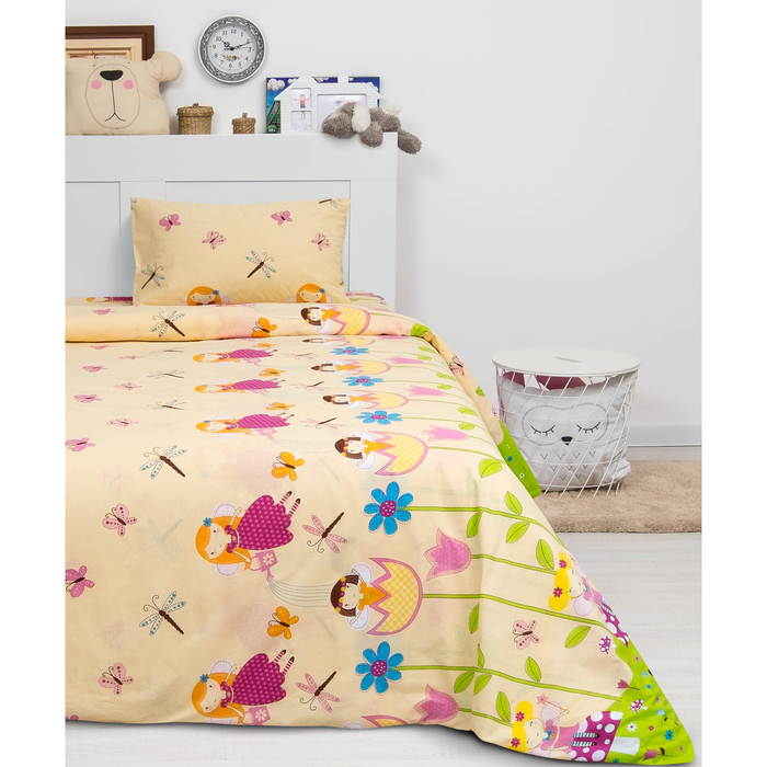 КПБ 1,5сп Стрекоза 16545-беж 147х215см, 145х215см, 50х70см 1шт,бязь, 125 гм хл100%