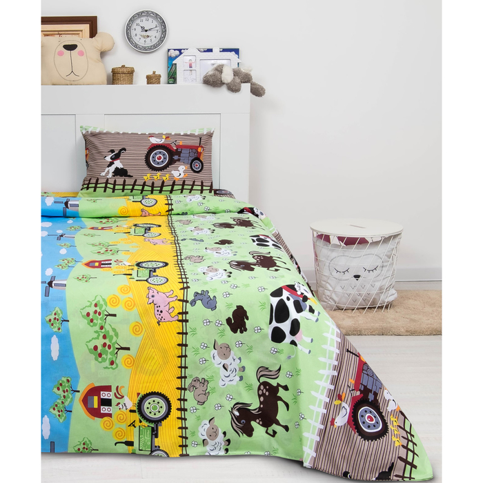 КПБ 1,5сп Ферма 16539 147х215см, 145х215см, 50х70см 1шт, бязь, 125 гм хл100%