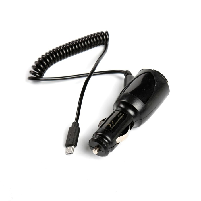 Зарядное устройство автомобильное CODE, разъем microUSB, 2.1A, кабель 1 метр, черное