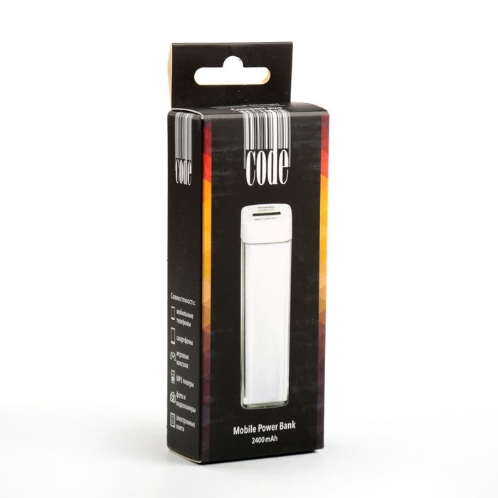 Аккумулятор внешний CODE 2400 мАч, LED-индикатор, белый