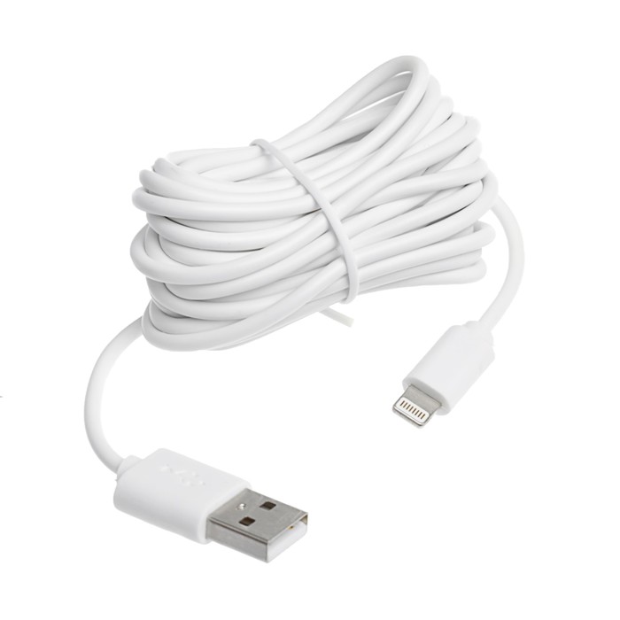 Провод для зарядки и передачи данных Dekker, USB 2.0 - Iphone 5/6/7, кабель 3 метра, белый