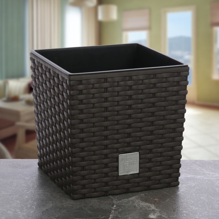 Кашпо 4 л "Рато. Лоу" d=17 см, цвет темно-коричневый