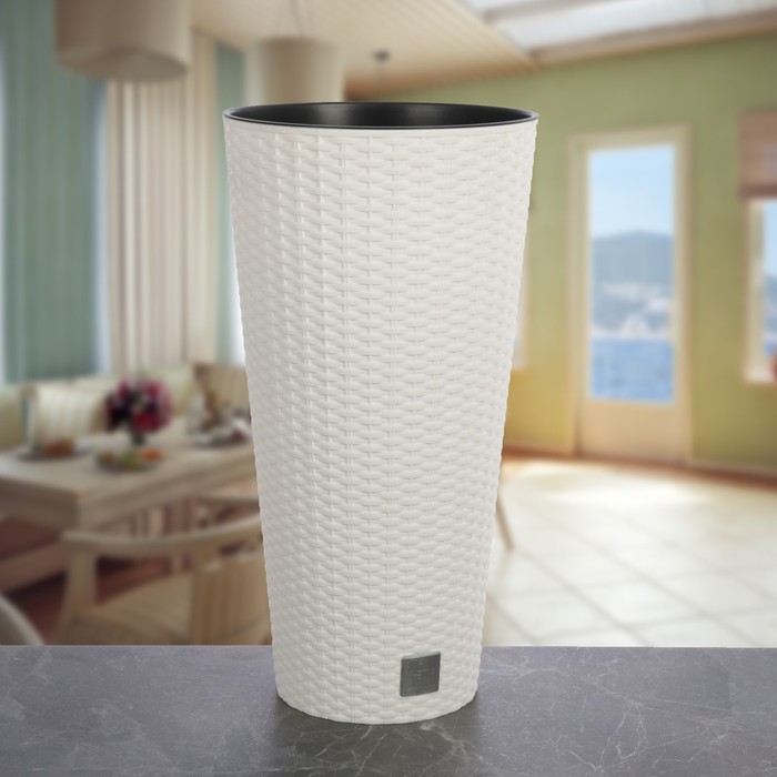 Кашпо 27 л "Рато. Тубус" d=30 см, цвет белый