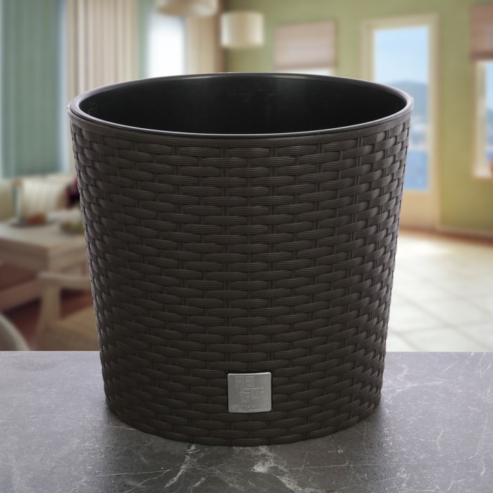 Кашпо 8,7 л "Рато. Раунд" d=25 см, цвет темно-коричневый