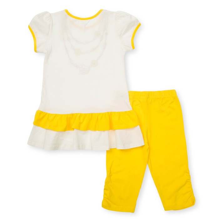 Комплект для девочки туника+брижди, рост 110 см, цвет молочный/желтый П-02/2-4