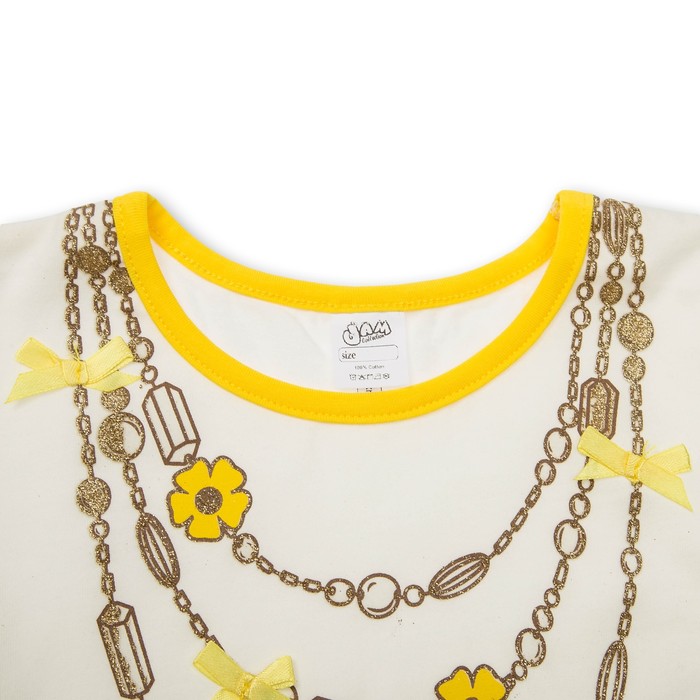 Комплект для девочки туника+брижди, рост 110 см, цвет молочный/желтый П-02/2-4