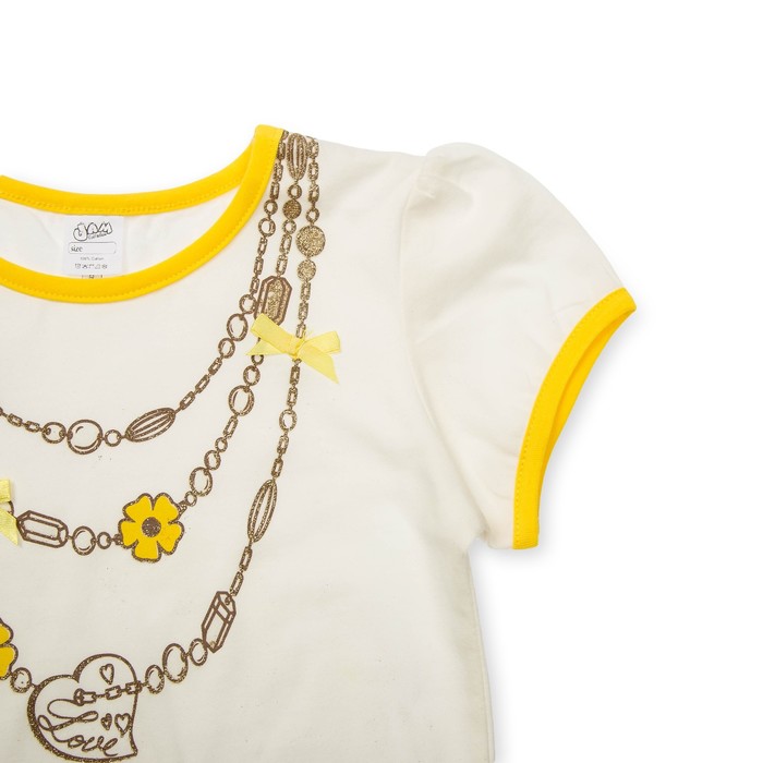 Комплект для девочки туника+брижди, рост 110 см, цвет молочный/желтый П-02/2-4
