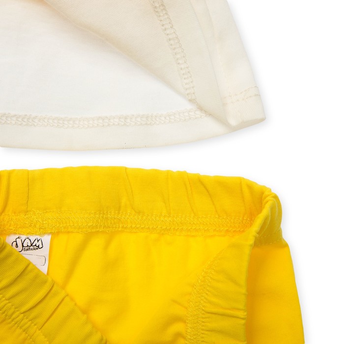 Комплект для девочки туника+брижди, рост 110 см, цвет молочный/желтый П-02/2-4