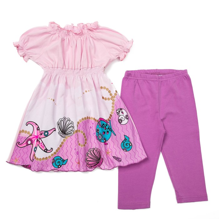 Комплект для девочки туника+брижди, рост 92 см, цвет св.розовый/розовый П-13/1_М