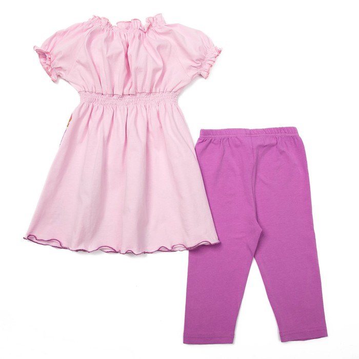 Комплект для девочки туника+брижди, рост 110 см, цвет св.розовый/розовый П-13/1